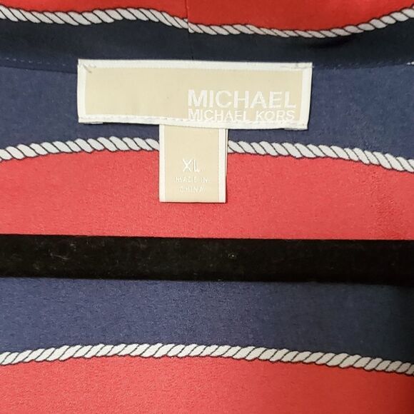 NWOT MICHAEL Michael Kors Nautical Rope Print Blouse with Rolled Sleeve Detail - Picture 5 of 8